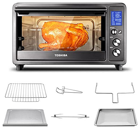 AC25CEW-BS Large 6-Slice Convection Toaster Oven Countertop, 10-In-One with, Speedy 10-in-One
