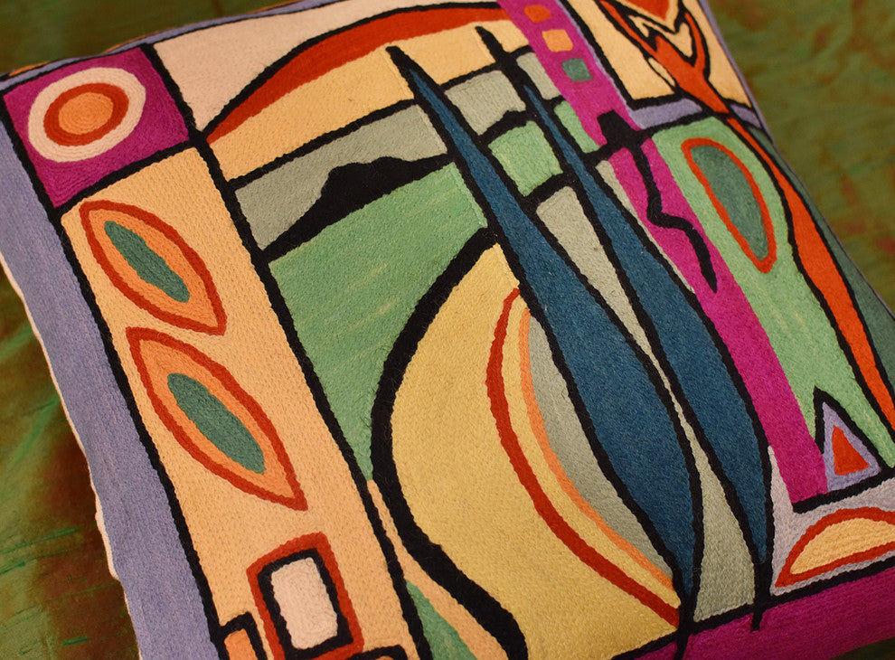 Fun in the Sun VII by Alfred Gockel Accent Pillow Cover Handmade Wool 18x18"
