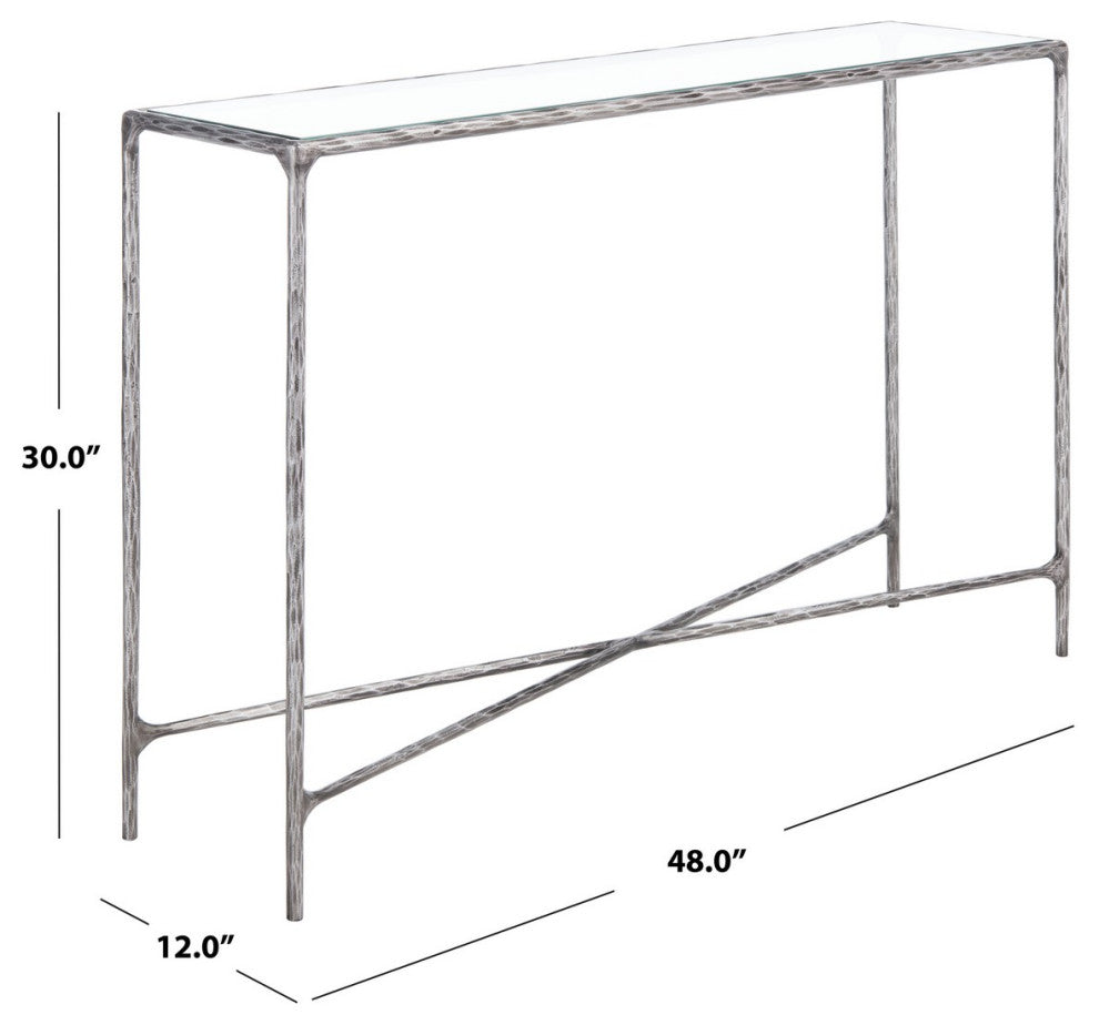 Safavieh Couture Jessa Forged Metal Rectangle Console Table, Silver