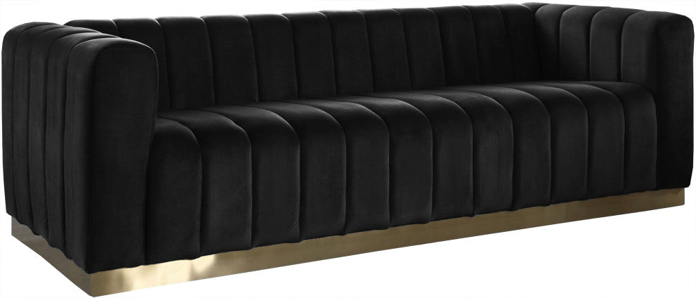Marlon Velvet Upholstered Sofa, Black