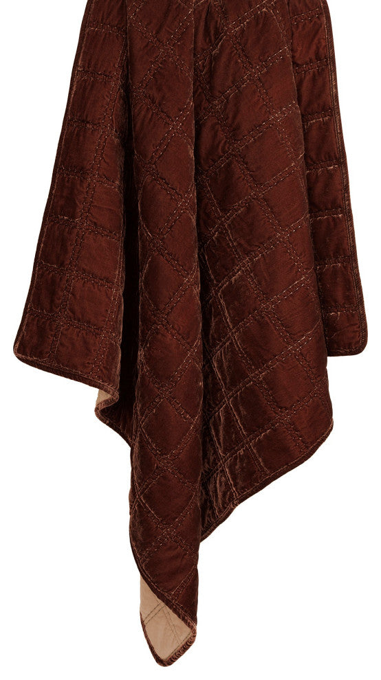 Stella Faux Silk Velvet Double Box Stitch Throw, 50"x60", 1PC, Copper Brown
