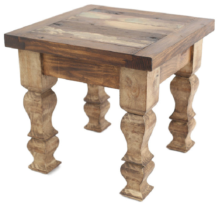 Rustic Old Door End Table, Antique White