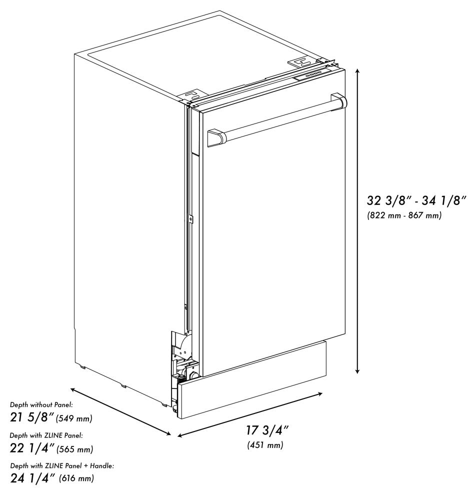 ZLINE 18" Tall Tub Dishwasher, Copper With Stainless Steel Tub DWV-HH-18