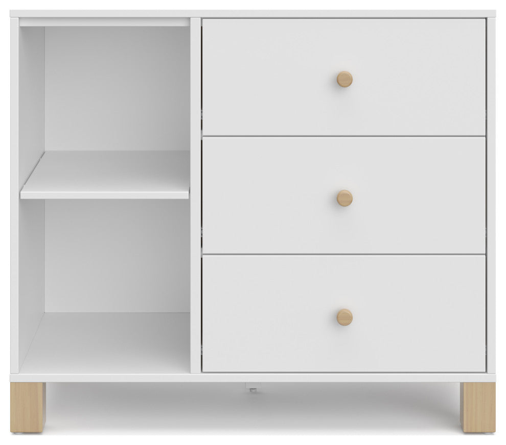 Storkcraft California 3 Drawer Combo Dresser, White With Driftwood