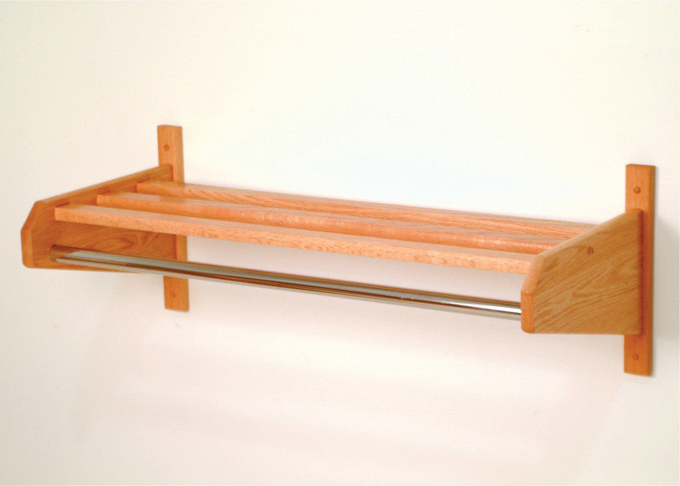 26" Coat & Hat Rack, 1" Diameter Bar, Light Oak, 5/8" Diameter Bar