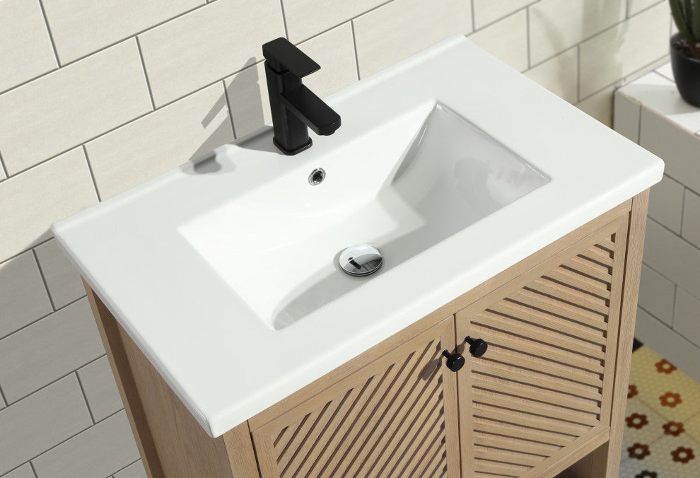 Selena Bathroom Vanity, Oak, 30", Single Sink, Freestanding