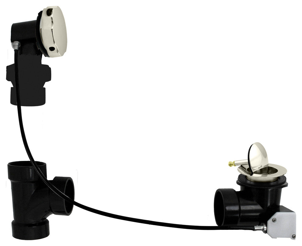 Sch. 40 ABS 35" Cable Drive Bath Waste - Ball Joint Head In Satin Nickel