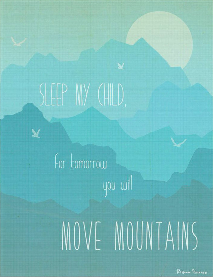 Move Mountains in Blue 11x14 Children's Wall Art Print