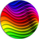Rainbow Downward Wave Pattern, Digital Disc Metal Wall Art, 23"