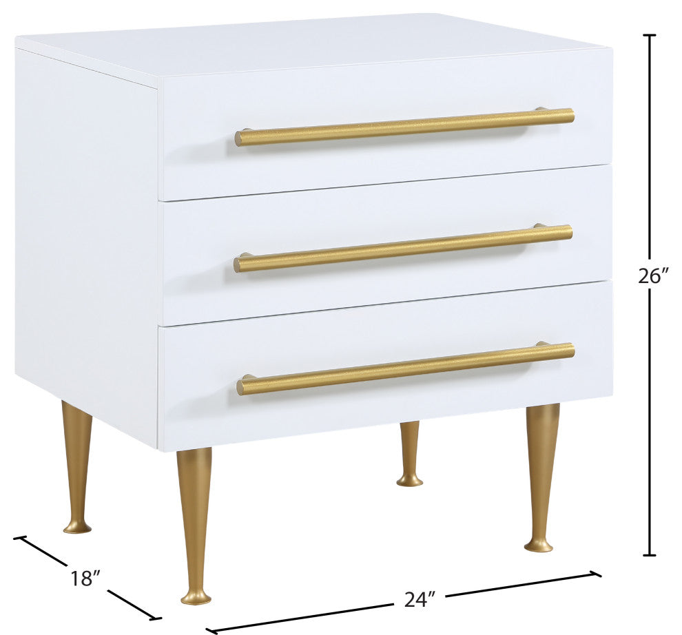 Marisol Night Stand, Rich White Finish