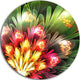 Fractal Flower Red And Green, Floral Digital Round Metal Wall Art, 11"