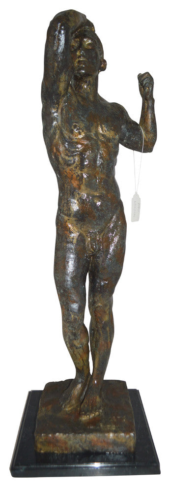 The Bronze Age Male bronze statue by Rodin replica -  Size: 12"L x 12"W x 36"H