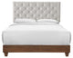 Rhiannon Diamond Tufted Upholstered Fabric Queen Bed - Walnut Beige