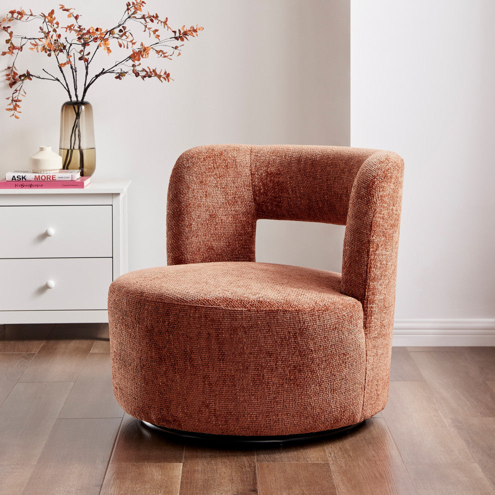 Jazzlyn Fabric Swivel Accent Chair, Grenada Terracotta