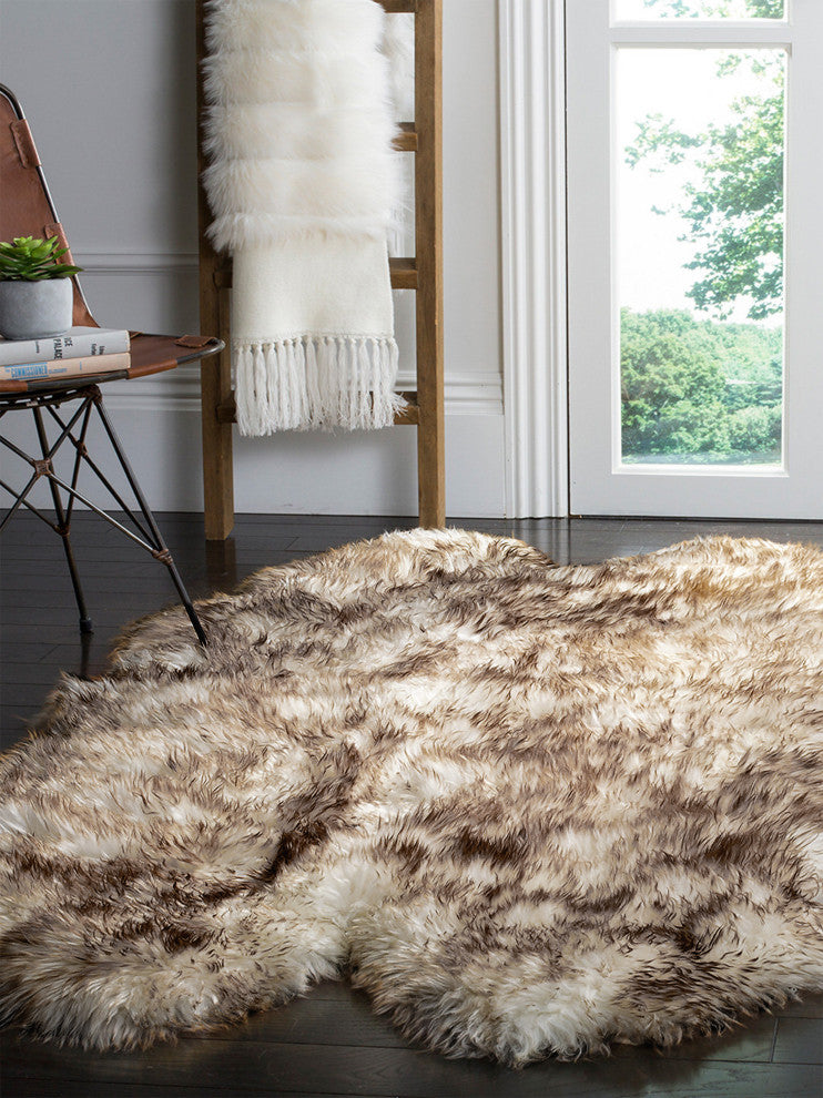 New Zealand Quattro Sheepskin Rug, Gradient Chocolate, 4'x6'