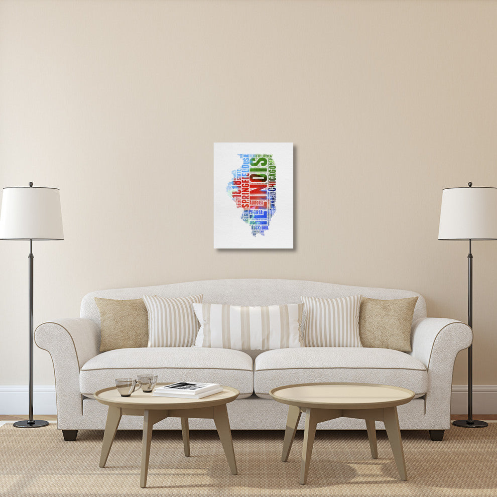 "Illinois Watercolor Word Cloud" Fine Art Print