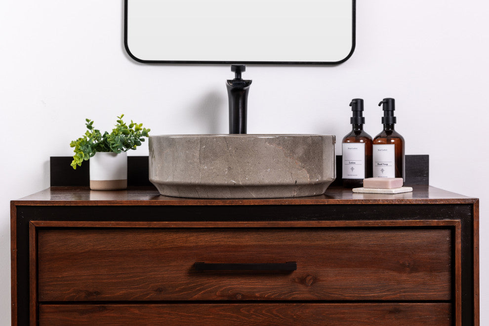 Natural Stone Vessel Bathroom Sink - Avalon Marble, Goleta