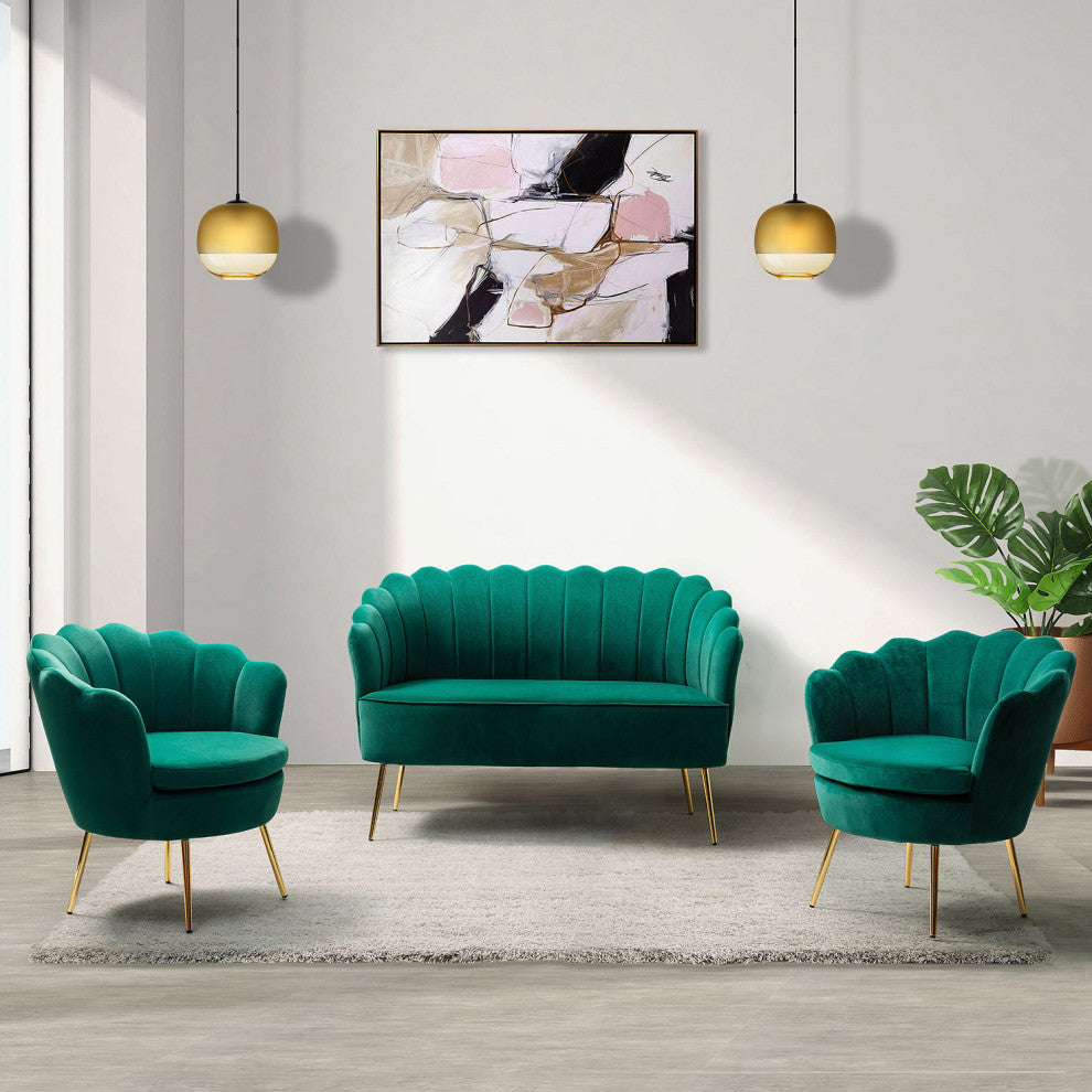 Upholstered 52" Loveseat With Tufted Back, Green