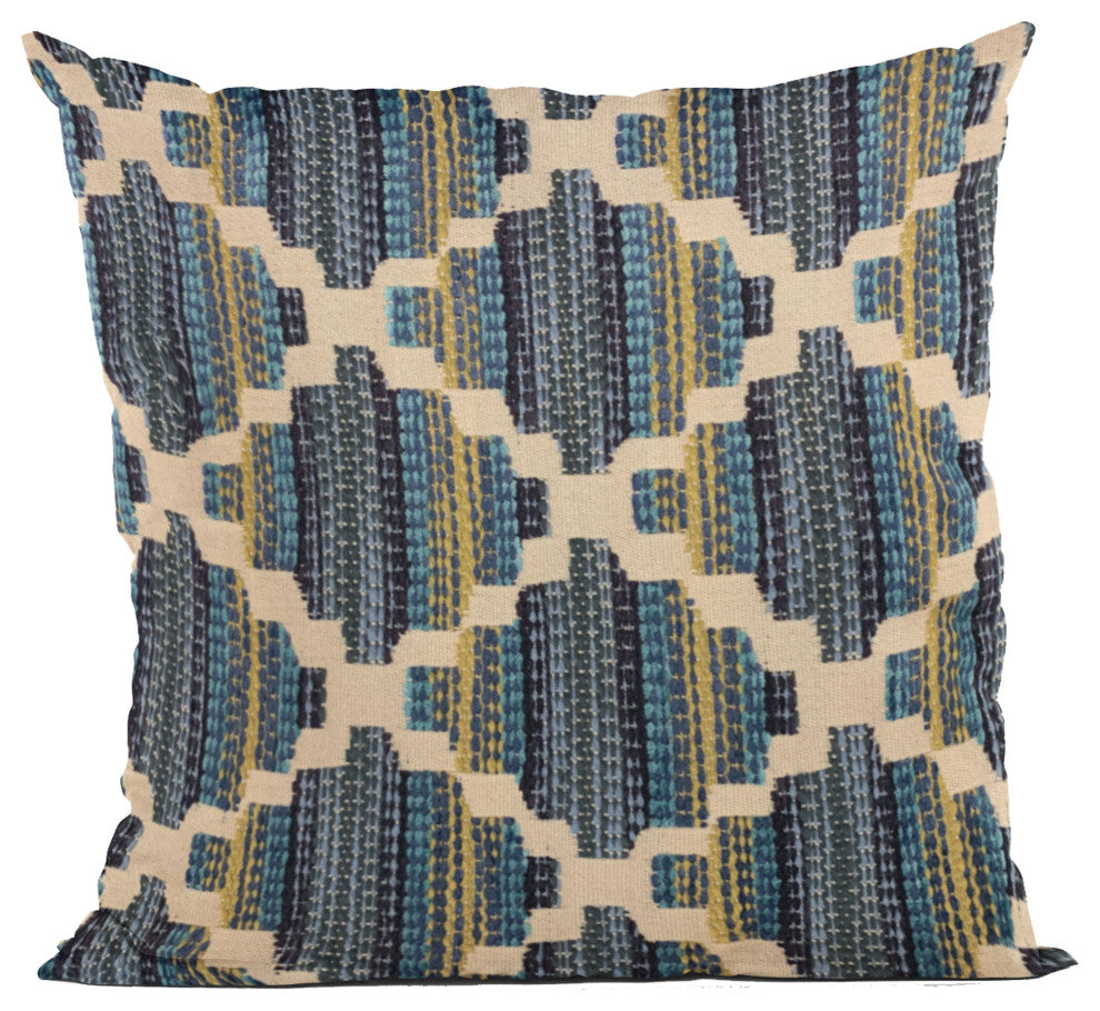 Plutus Blue Lights Diamond Luxury Throw Pillow, 22"x22"