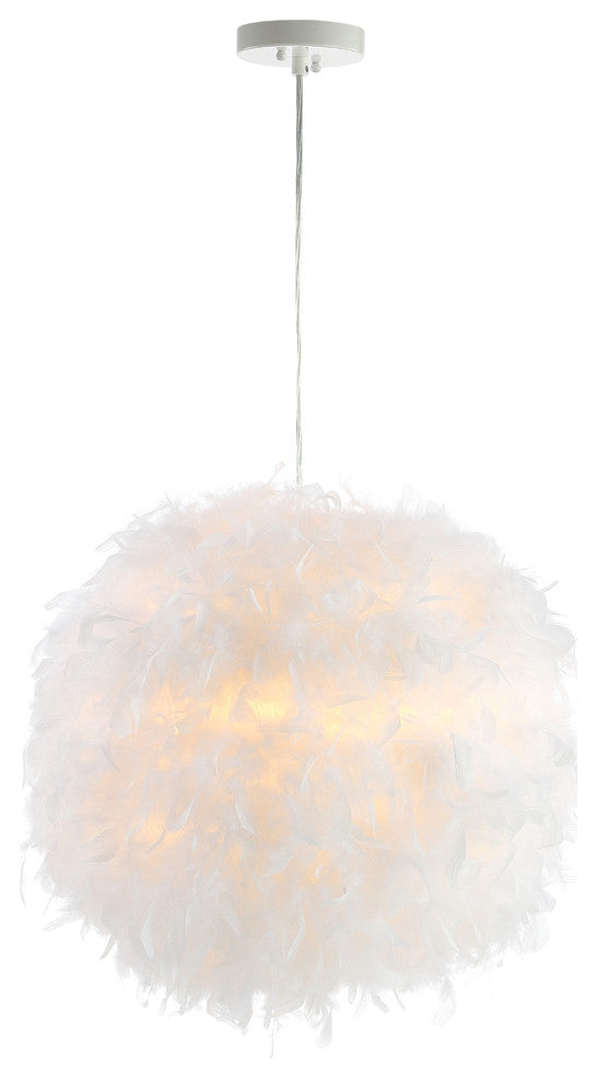 Stork 19" Feather Metal Adjustable Led Pendant, White