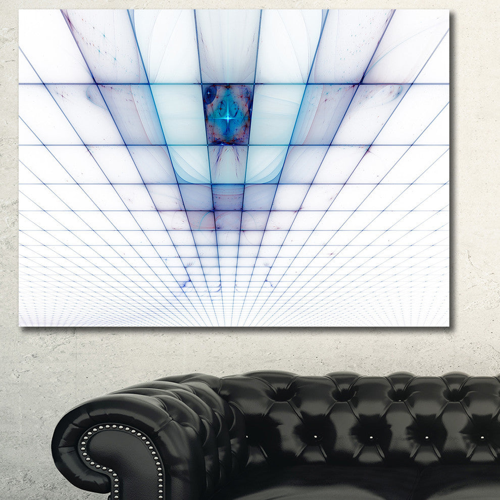 Light Blue Laser Protective Grids, Abstract Canvas Art Print, 40x30