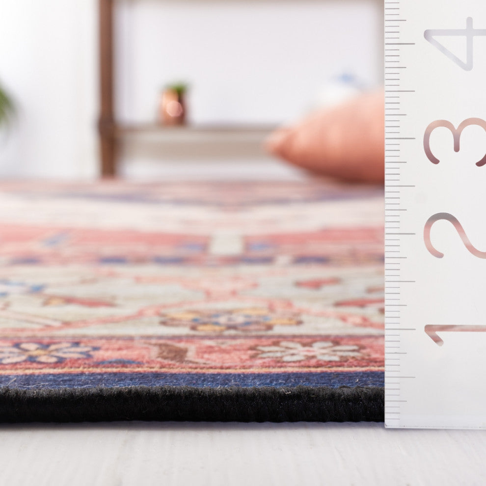 Safavieh Tucson TSN153 Rug Machine-Washable, Rust/Blue, 8' Square