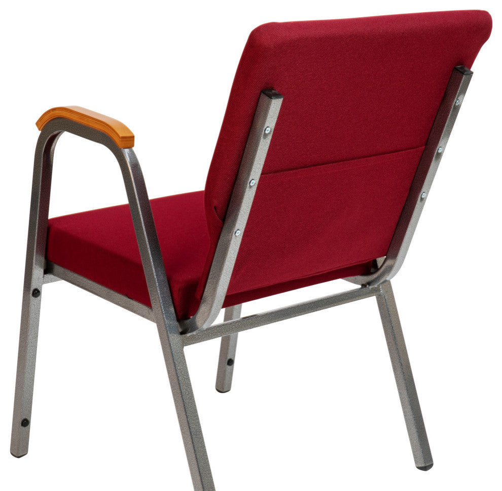 HERCULES Series 21"W Stacking Wood Chair, Burgundy Fabric and Silver Vein Frame