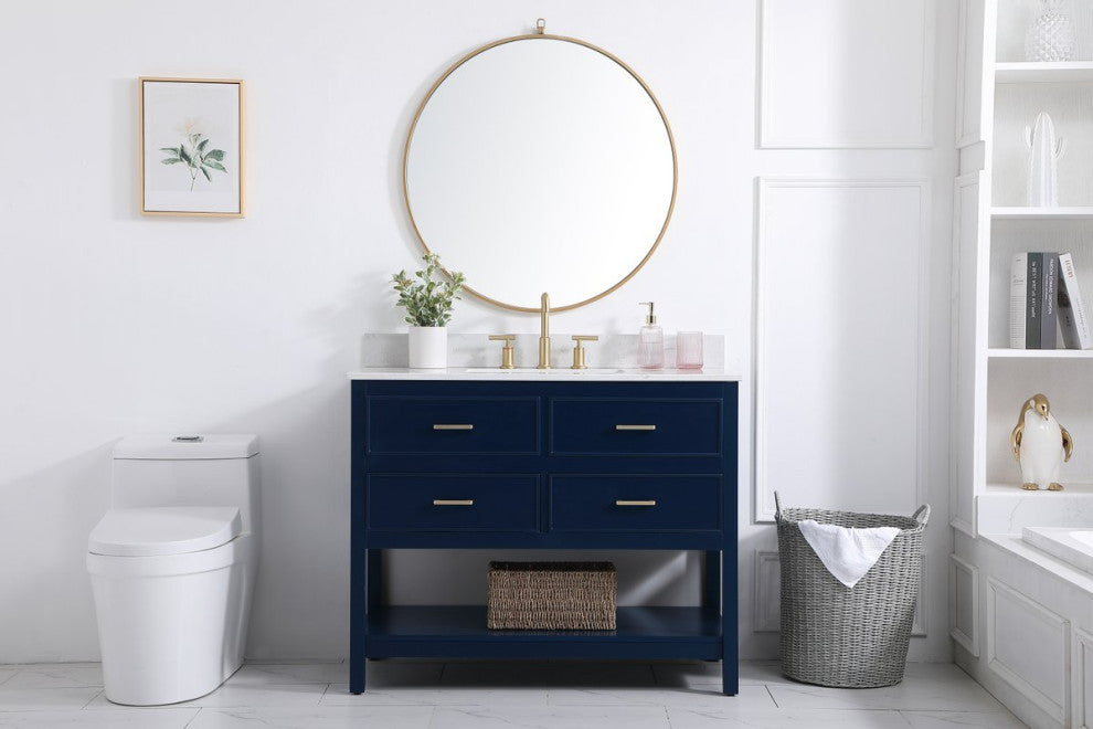 Skylar 42" Single Bathroom Vanity, Blue, With Backsplash