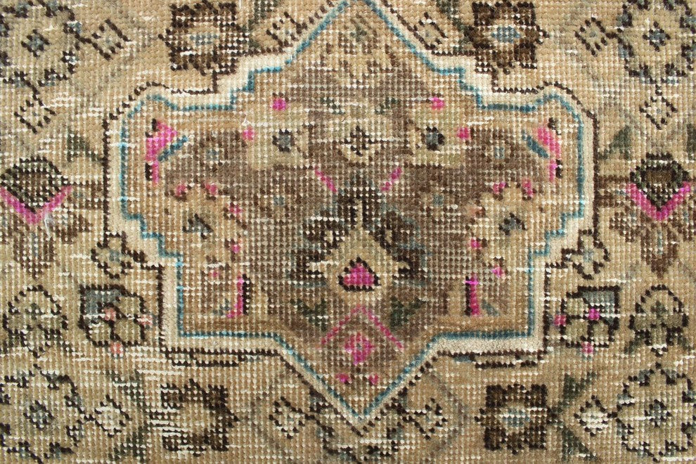 Distressed Overdyed Raqib Beige/Brown Rug, 7'11x10'10