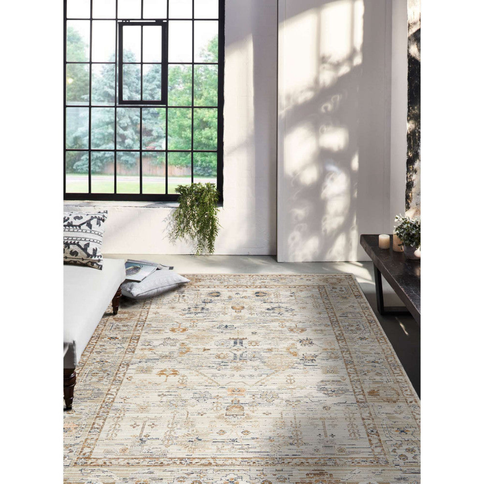 Ava Diamond Medallion Area Rug, Ivory, 3'3"x5'3"