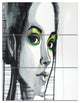 "Black Illustrated Girl" Metal Wall Art, 3 Panels, 28"x36"