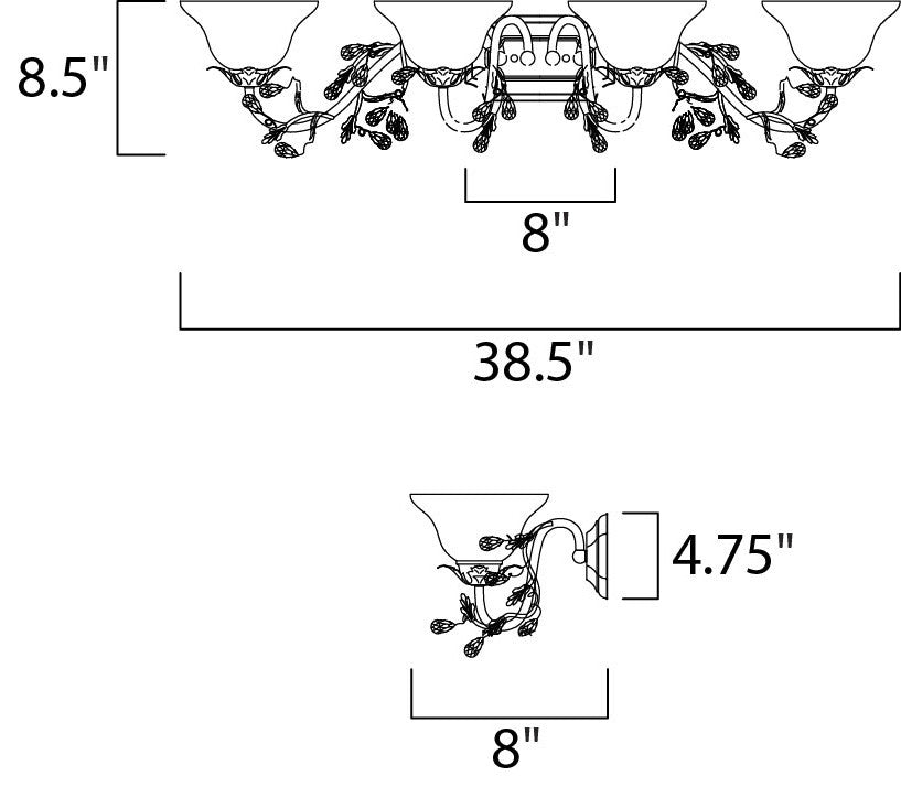Elegante 4-Light Bath Vanity, Oil Rubbed Bronze