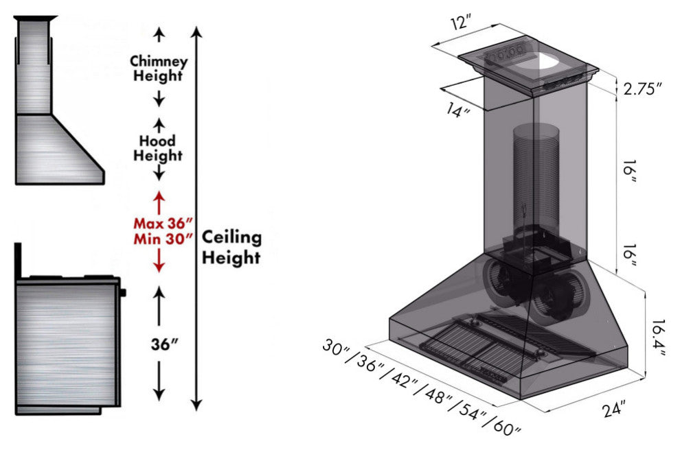 ZLINE 30" Ducted Vent Wall Mount Range Hood With Built-in CrownSound