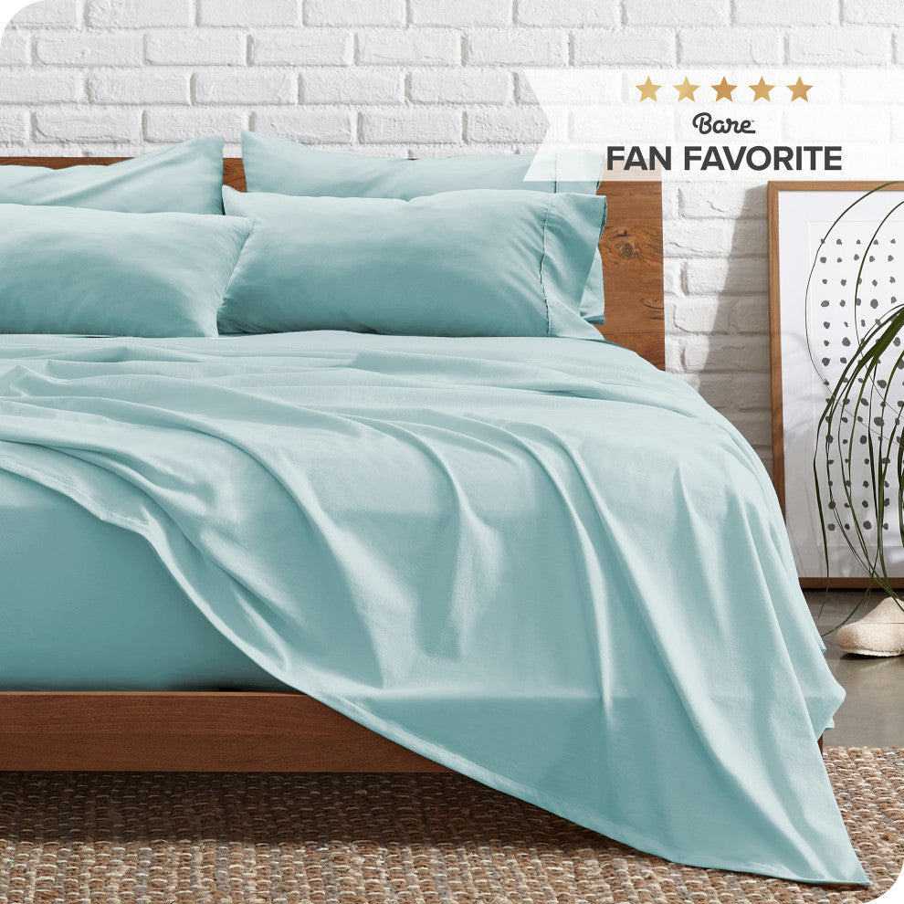 Bare Home 6-Piece Microfiber Sheet Set, Light Blue, Queen