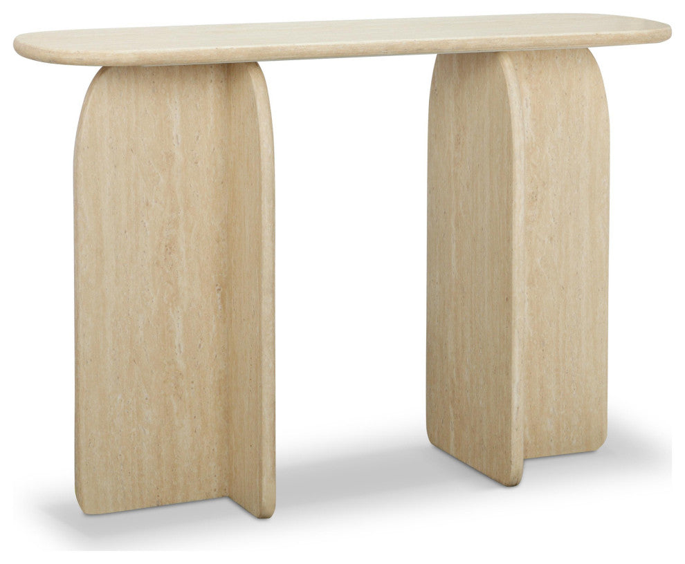 Clementine Faux Travertine Console Table