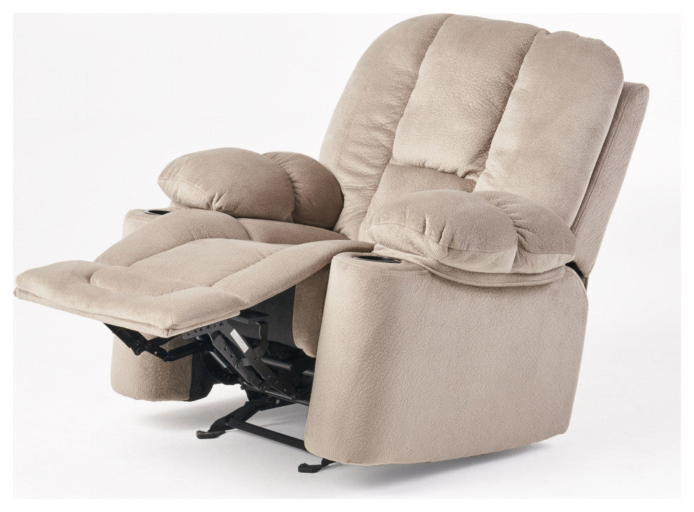 GDF Studio Raymond Latte Beige Fabric Glider Recliner Club Chair
