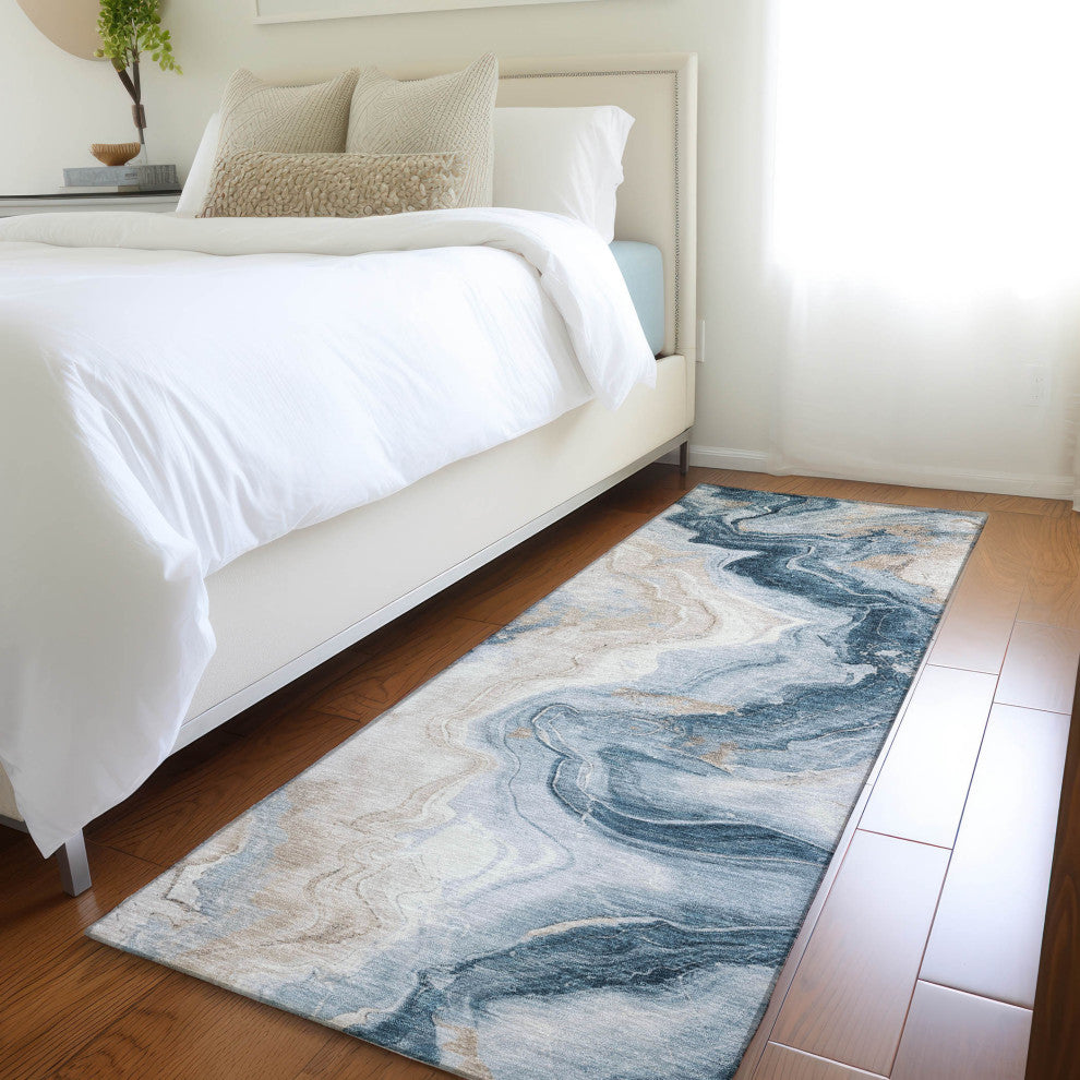 Machine Washable Indoor/Outdoor Chantille ACN1862 Beige 2'3" x 7'6" Runner Rug