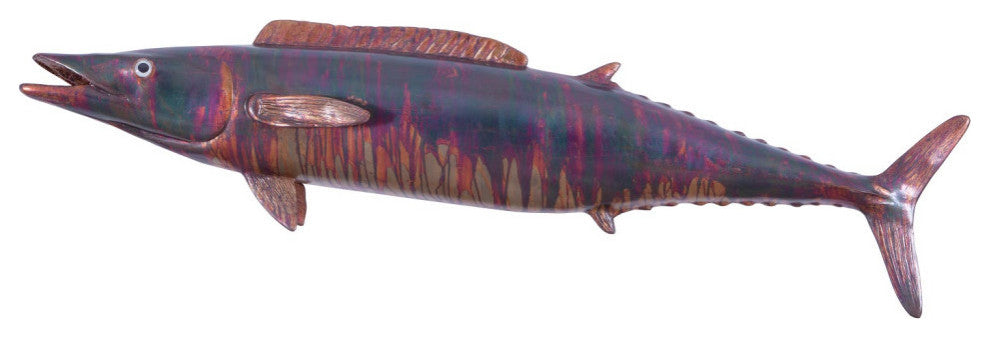 Wahoo Fish Wall Sculpture, Copper Patina