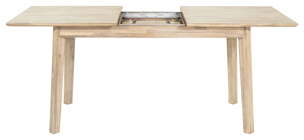 Gia 55-71" Solid Acacia Small Extension Dining Table, Gray Wash