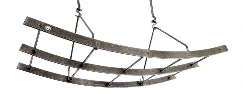 Handcrafted Reversible Arch Ceiling Pot Rack w 12 Hooks Hammered Steel
