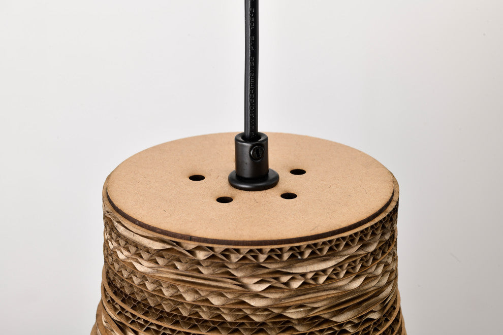 Matte Black Modern Nordic Style Pendant With Natural Brown Origami Paper Shade