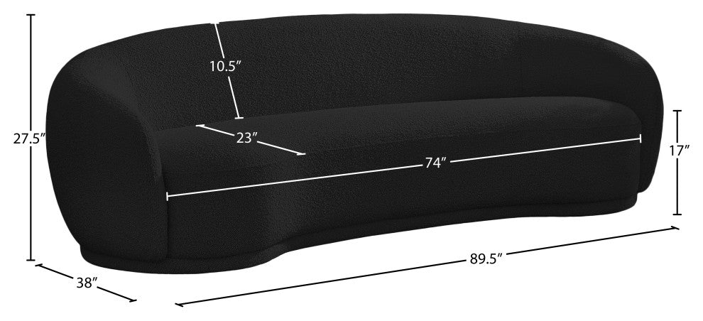 Hyde Boucle Fabric Upholstered, Black, Sofa