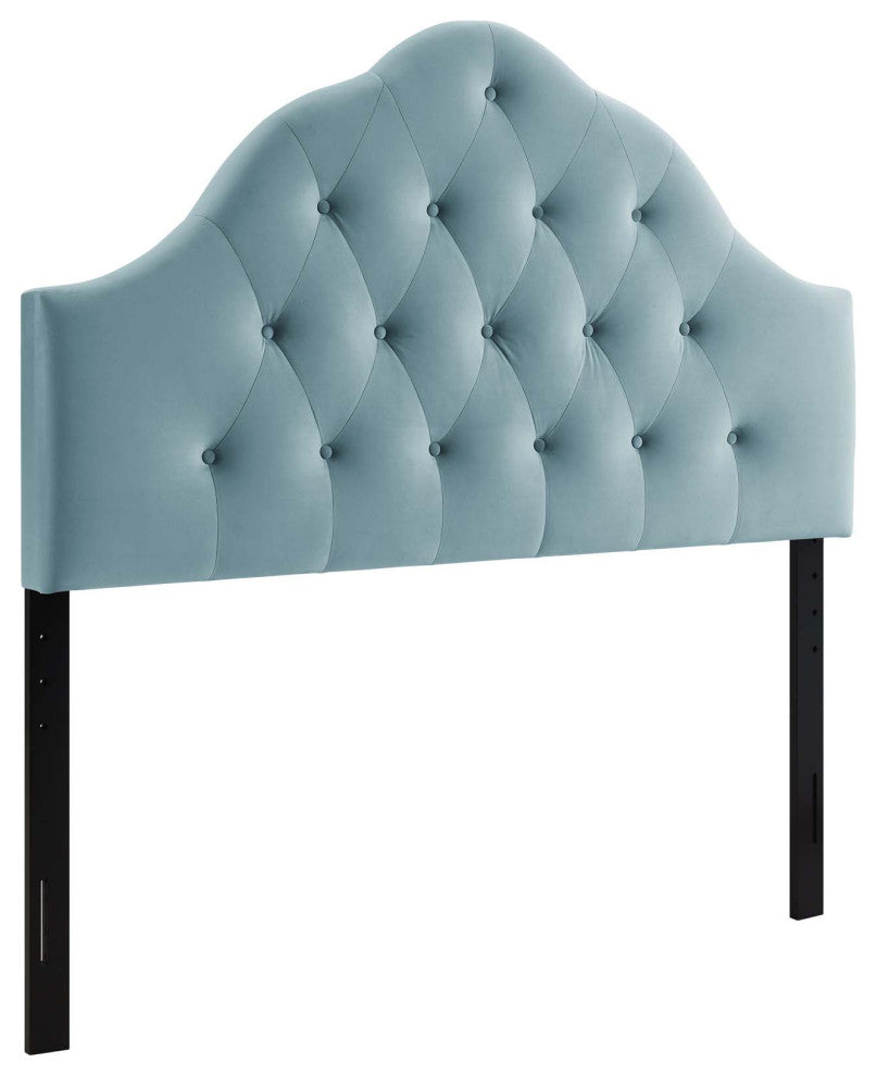 Sovereign Full Diamond Tufted Performance Velvet Headboard Light Blue