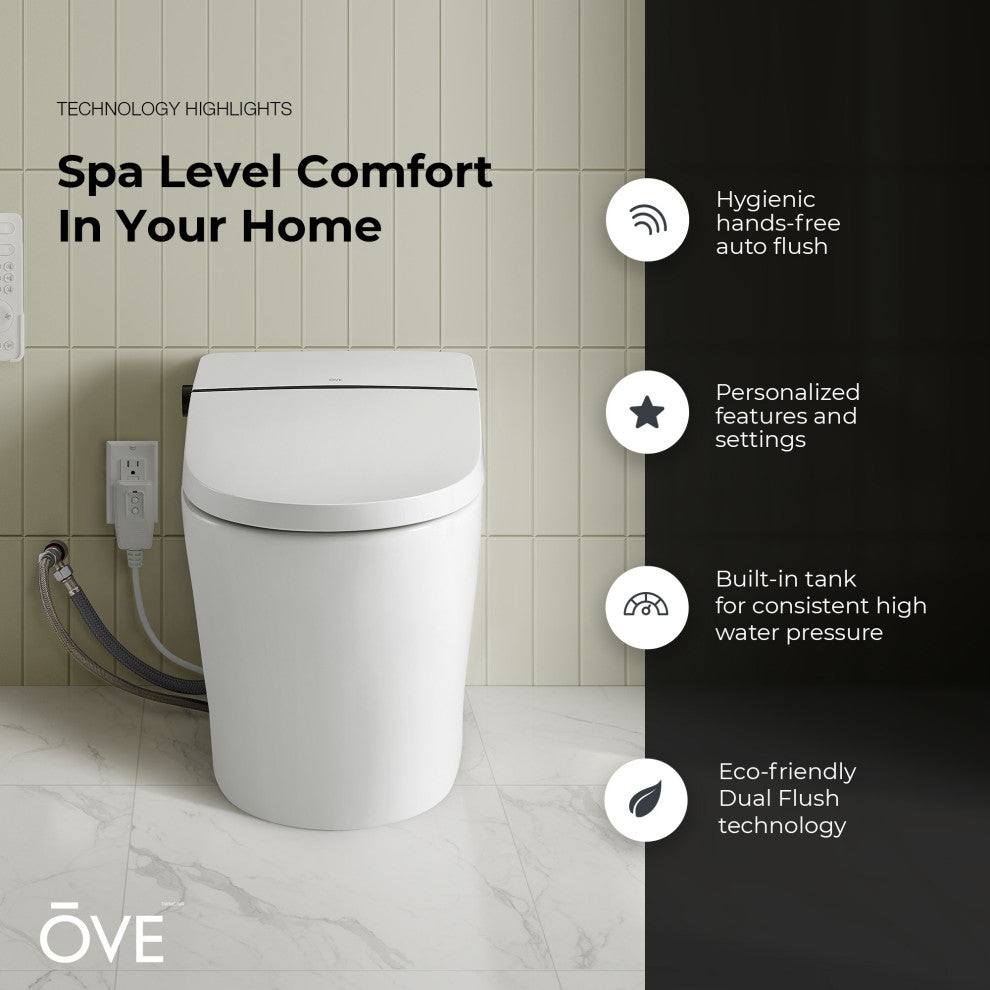 Ove Ella Dual-Flush Smart Bidet Toilet With Built-in Tank