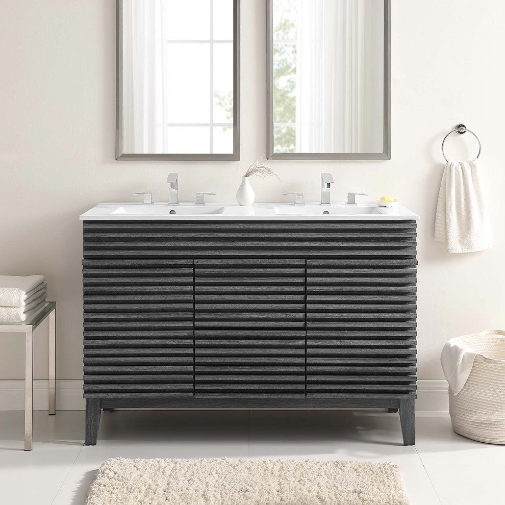 Render 48" Double Sink Bathroom Vanity, Charcoal White