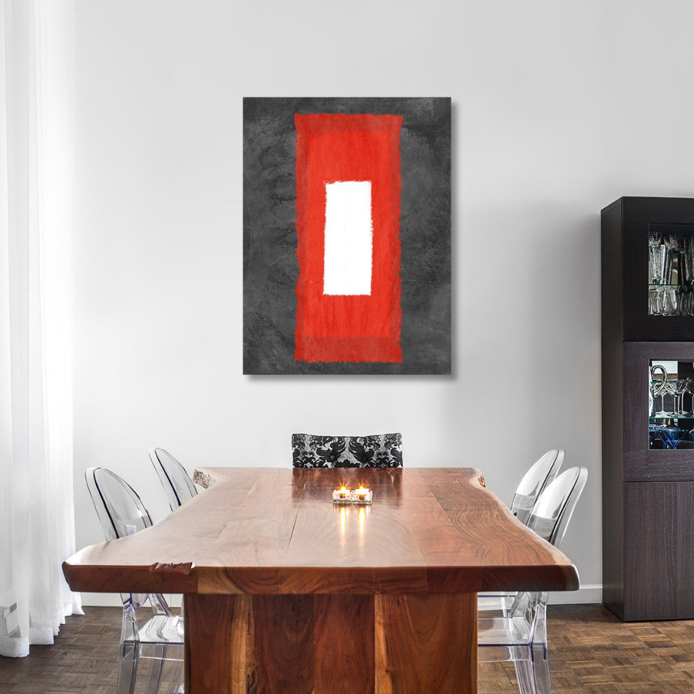 "Grey And Red Abstract 4" Fine Art Print