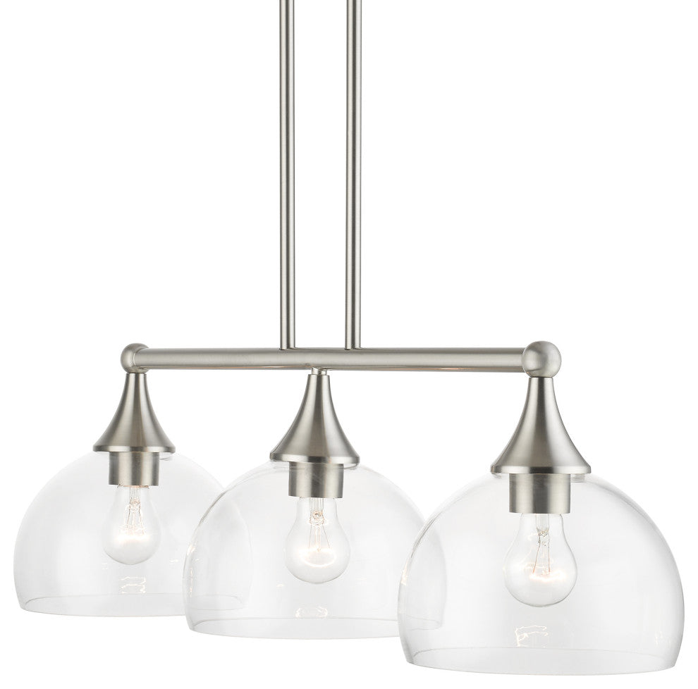 3 Light Brushed Nickel Linear Chandelier