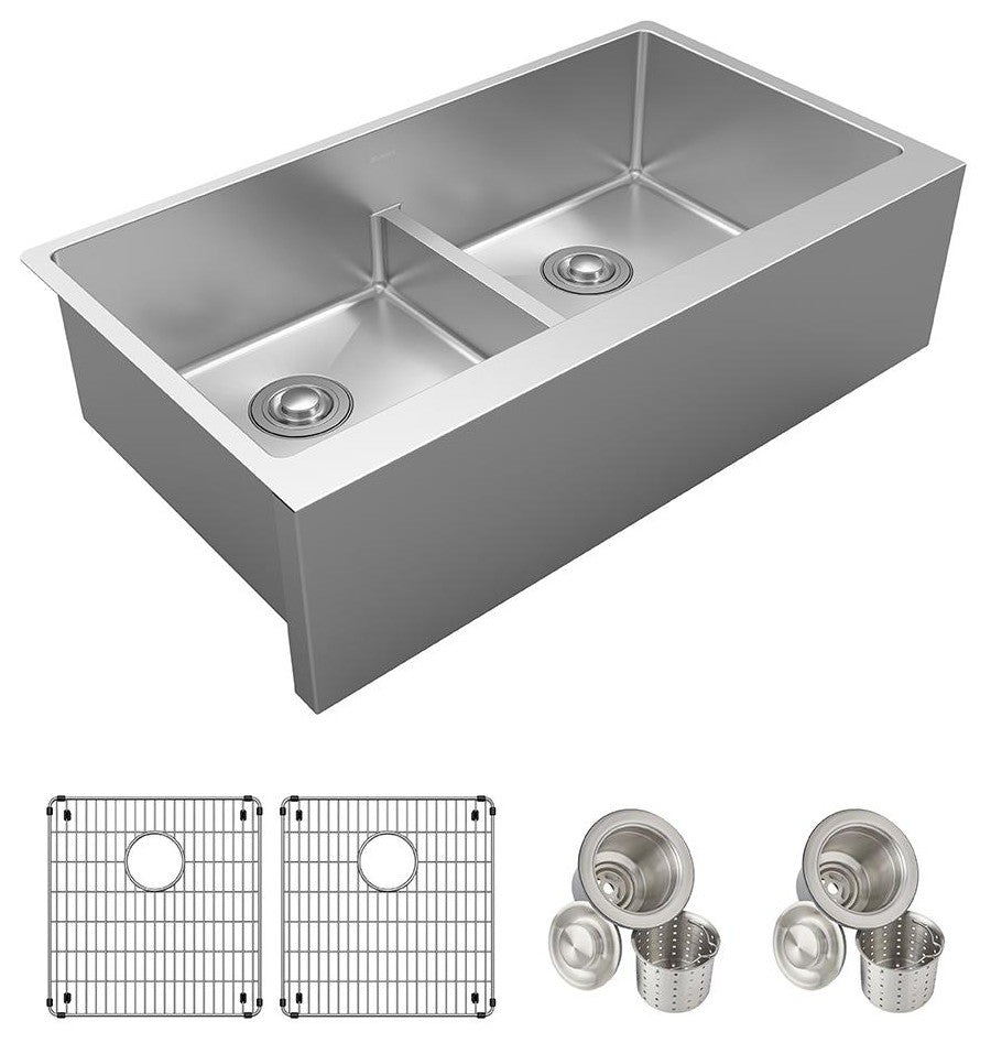 EFRUFFA3417DBG Elkay Crosstown 16 Gauge Stainless Steel Tall Farmhouse Sink Kit
