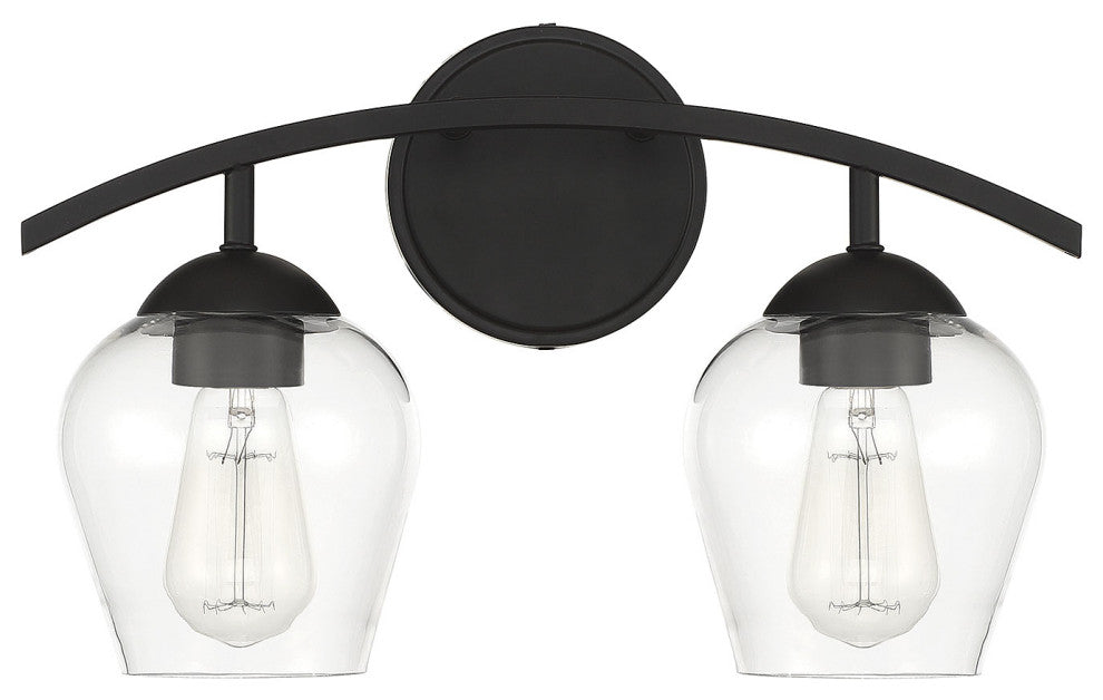 2-Light Bathroom Vanity Light, Matte Black