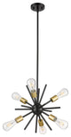 6-Light 14" Mid Century Modern Sputnik Pendant, Champagne Gold Sockets